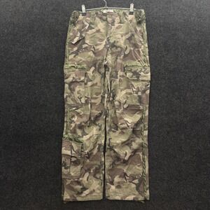 YMI Womens Y2K Camo Cargo Pants Green Woodland Camouflage Satin Trim 30